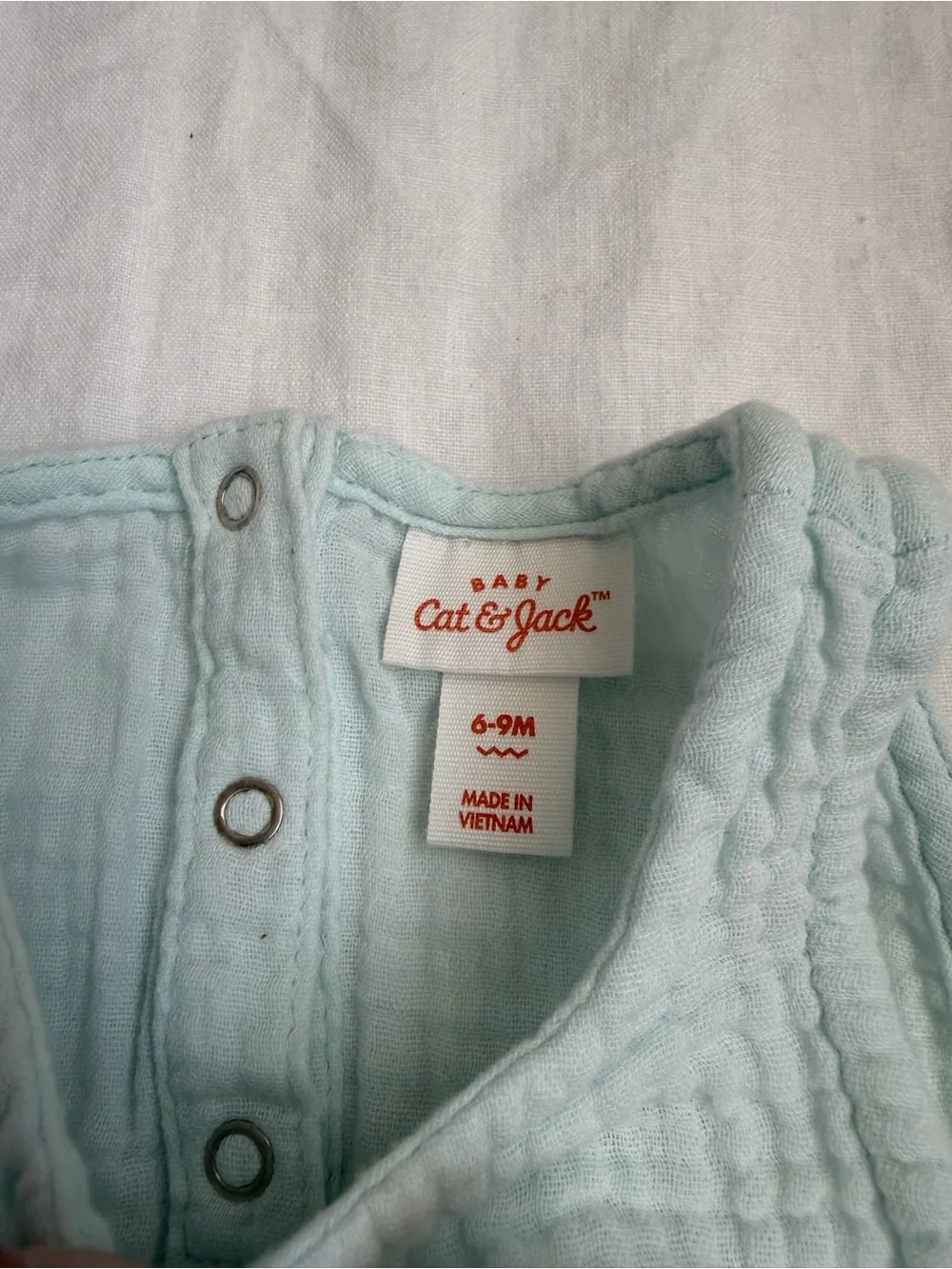 Cat & Jack Pale Blue Bunny Pocket One-Piece Romper